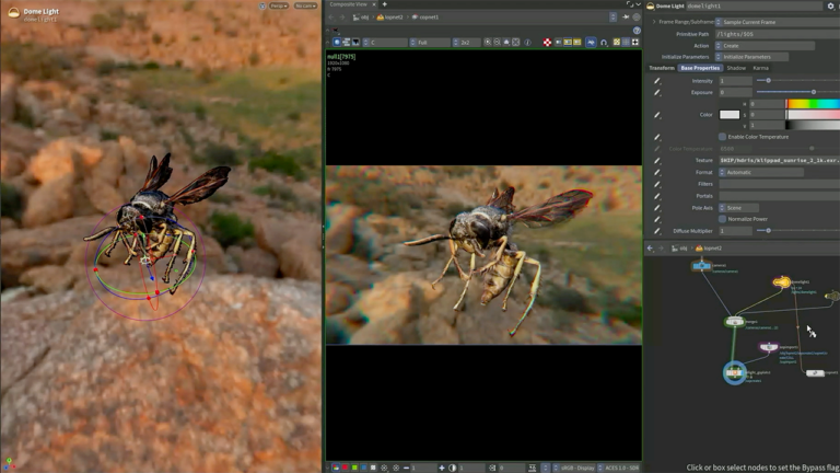 Houdini 22のガウシアンスプラットをSolaris上で扱う様子