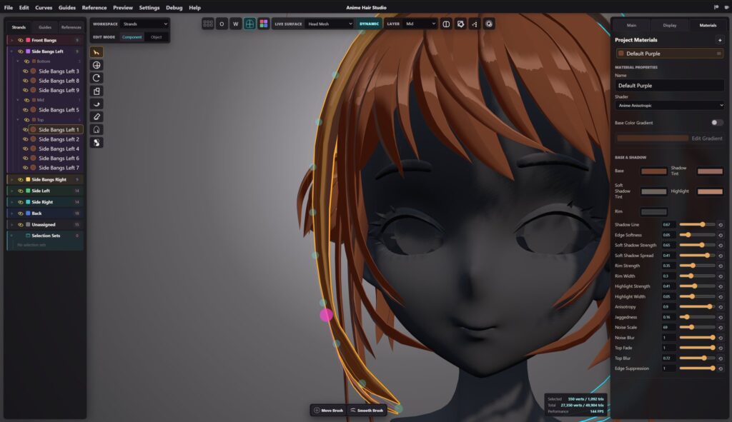 Anime Hair Studioの編集画面