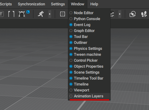 WindowメニューのAnimation Layers項目