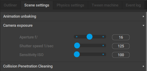 Scene settingsに追加されたCamera exposureの項目