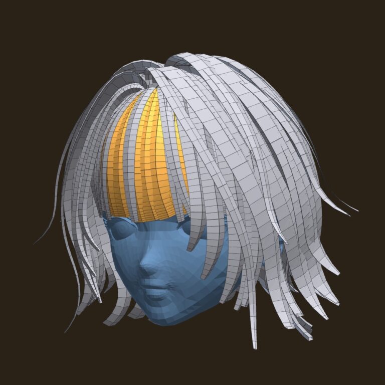 前髪・横髪・後ろ髪がすべて生成されたショートヘアの作例