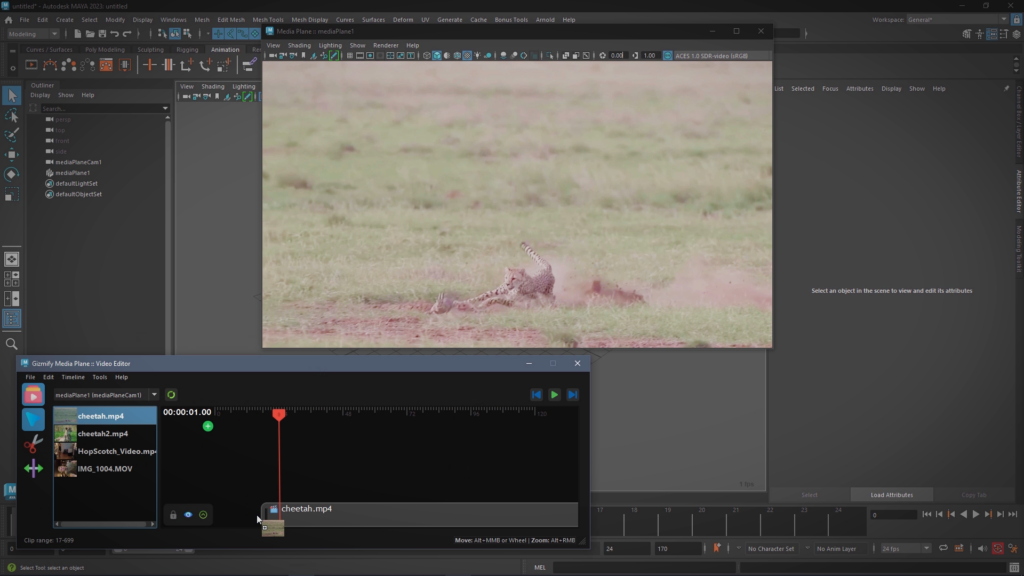 複数の動画クリップをタイムラインに並べたMedia Plane Editor
