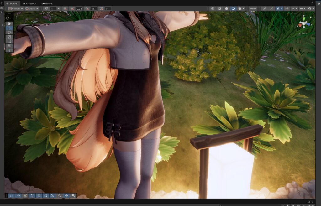 Unityのシーンビューに表示されたNonToonの陰影表現