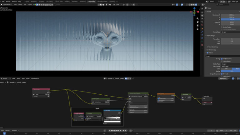 Blenderのコンポジターに組まれたPatterned Glassノードグループ（画像: Bao-Thinh Dinh）