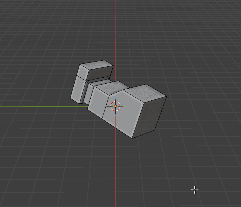 Rotate Extrudeで面を回転押し出しして渦巻き状の形状を作っているところ