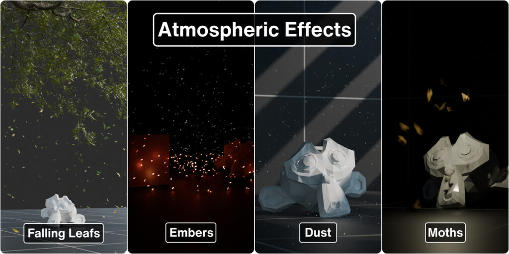 落ち葉・火の粉・埃・蛾の4種類(画像: Apex Assets)