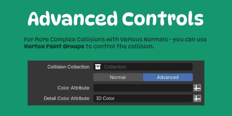 頂点ペイントのグループで衝突の効き方を制御する（画像: Softie Collision System）