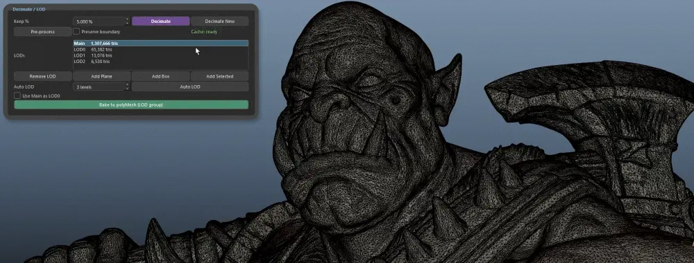 デシメートとLODのパネル