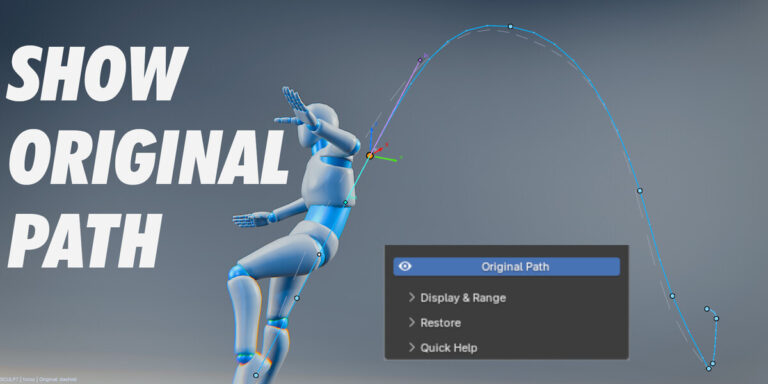 人形の軌跡と、Original Path・Display & Range・Restore・Quick Helpの並ぶメニュー(画像: JB FX)
