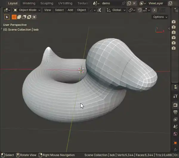 BlenderのUVエディターで一部の面を選び、UVgamiのRelax Areaで伸びを減らすアニメーション(画像: UVgami)